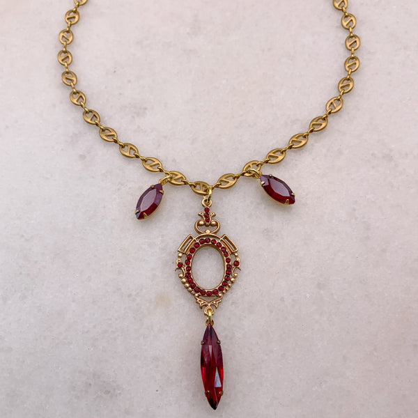 Garnet Necklace | Vintage French Jewellery | Handmade in Australia | Victorian Style 