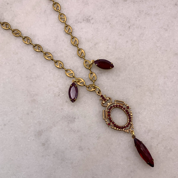 Garnet Necklace | Vintage French Jewellery | Handmade in Australia | Victorian Style 