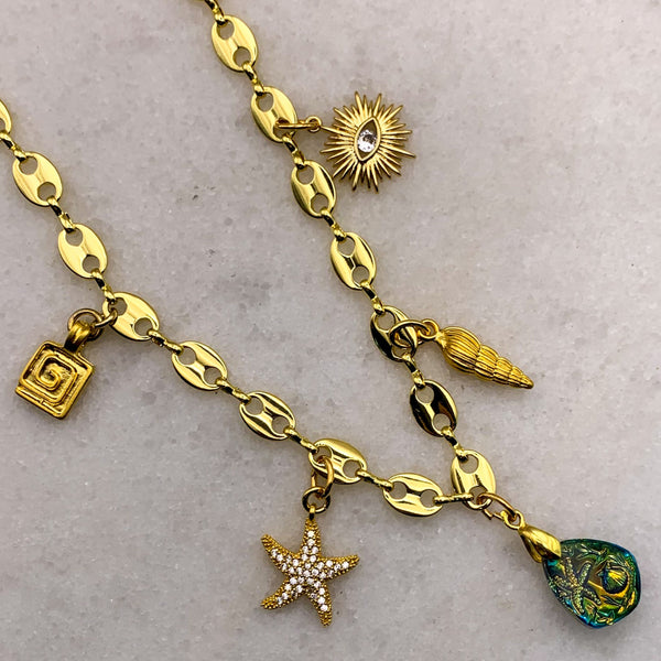 Charm Necklace | Vintage | Starfish and Shells | Handmade in Australia