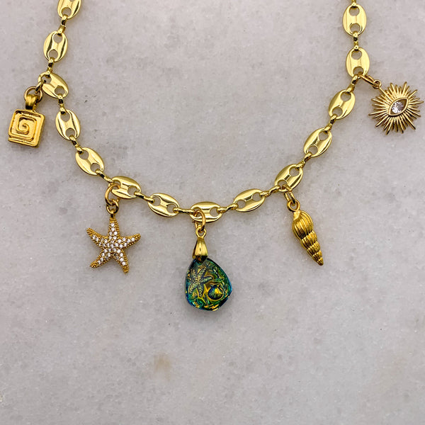 Charm Necklace | Vintage | Starfish and Shells | Handmade in Australia