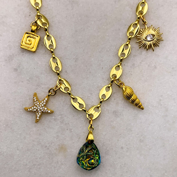 Charm Necklace | Vintage | Starfish and Shells | Handmade in Australia