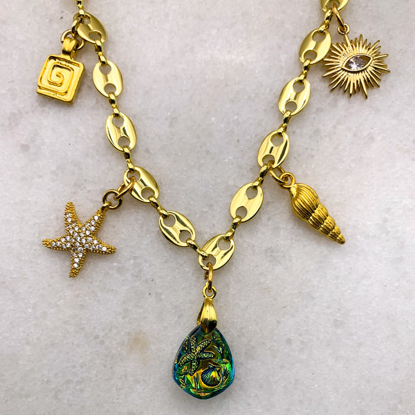 Charm Necklace | Vintage | Starfish and Shells | Handmade in Australia
