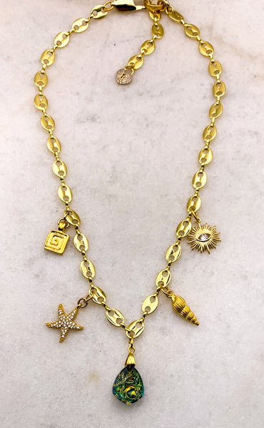 Charm Necklace | Vintage | Starfish and Shells | Handmade in Australia