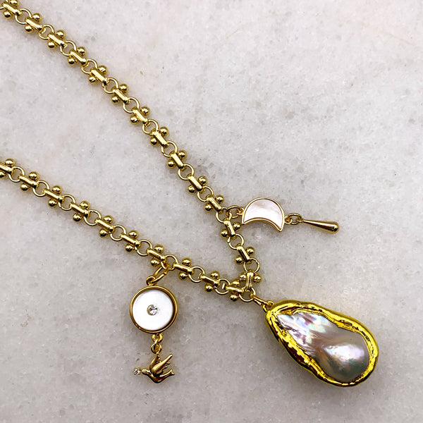 Baroque Pearl | Dove of Peace | Handmade in Australia | Gold Chain