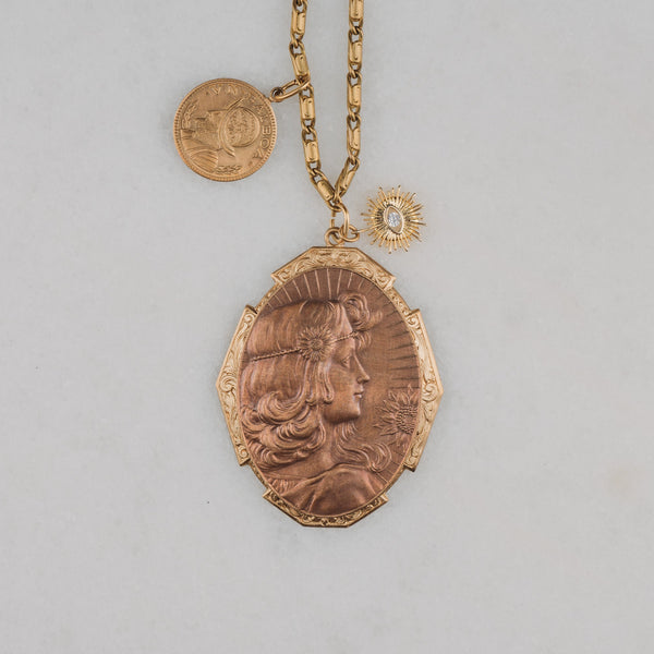 French Art Nouveau | Goddess of Summer | Balboa Medallion | Handmade in Australia
