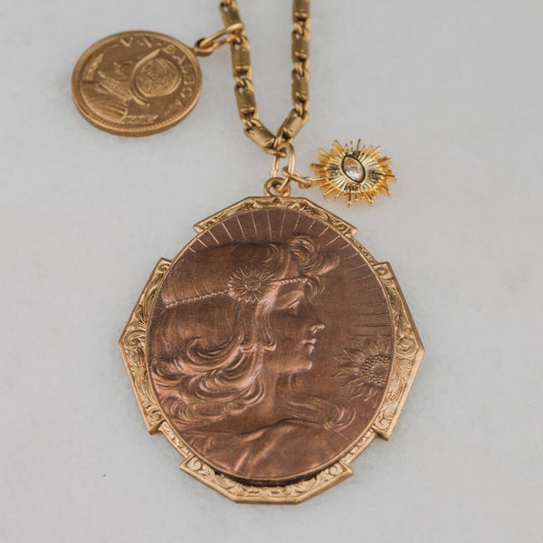 French Art Nouveau | Goddess of Summer | Balboa Medallion | Handmade in Australia