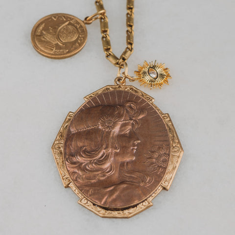 French Art Nouveau | Goddess of Summer | Balboa Medallion | Handmade in Australia