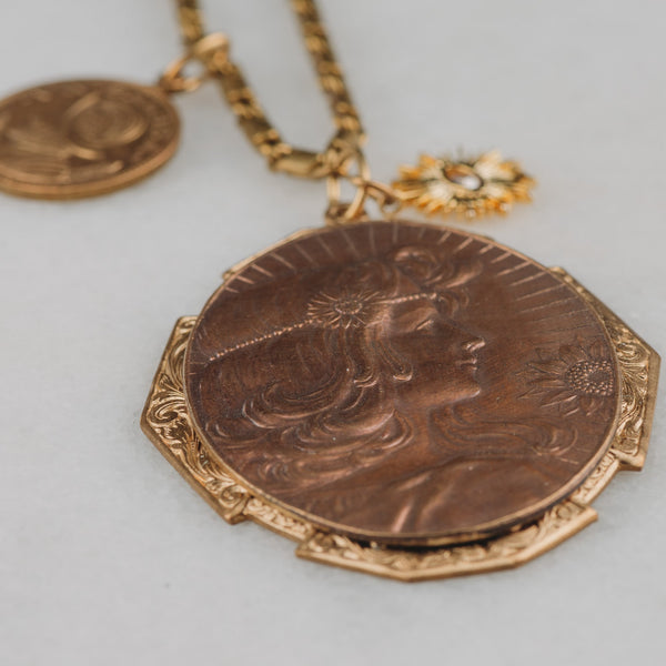 French Art Nouveau | Goddess of Summer | Balboa Medallion | Handmade in Australia