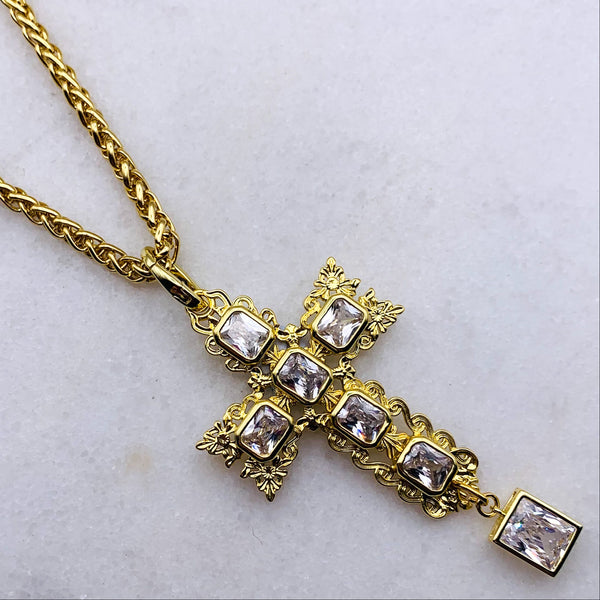 Gold Cross Necklace | Handmade in Australia | Baroque Cross