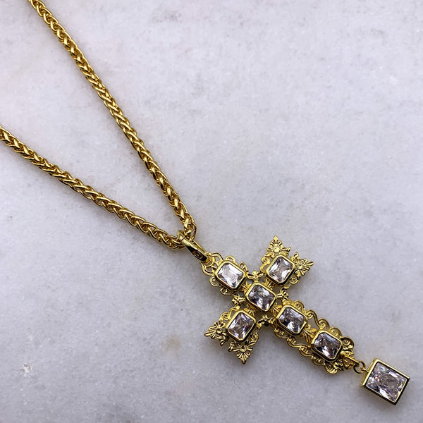 Gold Cross Necklace | Handmade in Australia | Baroque Cross