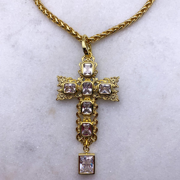 Gold Cross Necklace | Handmade in Australia | Baroque Cross