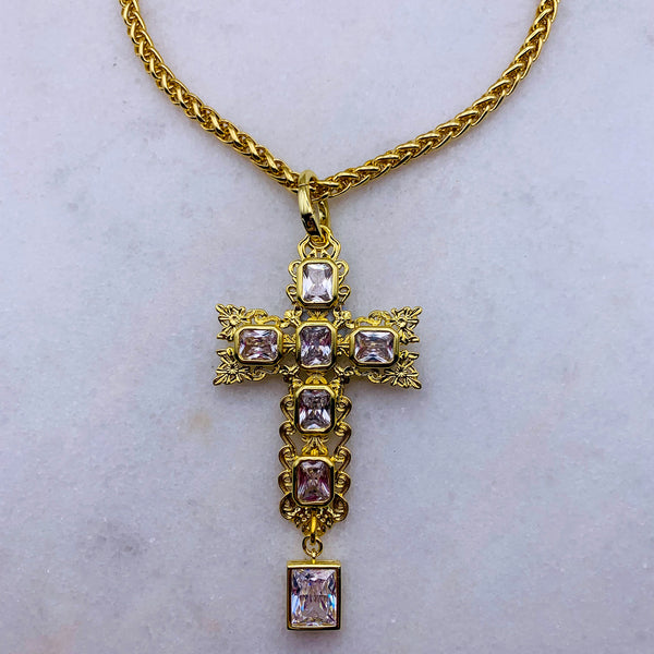 Gold Cross Necklace | Handmade in Australia | Baroque Cross