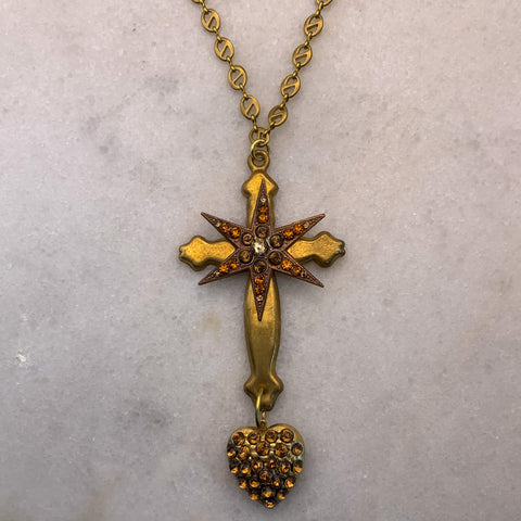 Cross Necklace | Topaz | Handmade in Australia | Vintage Gucci Chain