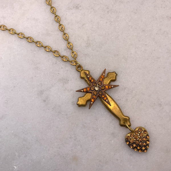 Cross Necklace | Topaz | Handmade in Australia | Vintage Gucci Chain