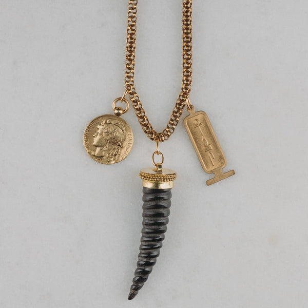 Tibetan Talisman | Vintage Chain | French Medallion | Egyptian Cartouche