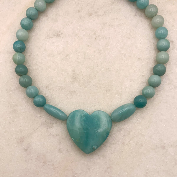 Amazonite Gemstone | Carved Heart | Handmade in Australia | BohoChic