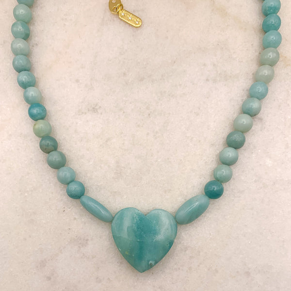Amazonite Gemstone | Carved Heart | Handmade in Australia | BohoChic