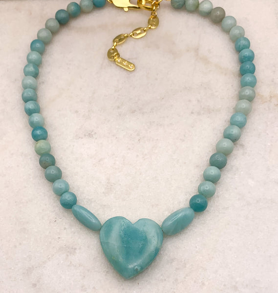 Amazonite Gemstone | Carved Heart | Handmade in Australia | BohoChic