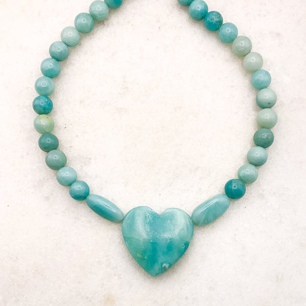 Amazonite Gemstone | Carved Heart | Handmade in Australia | BohoChic