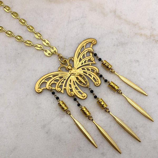 Ornate Butterfly Necklace | Handmade in Australia | Gold-Filled Gucci Chain