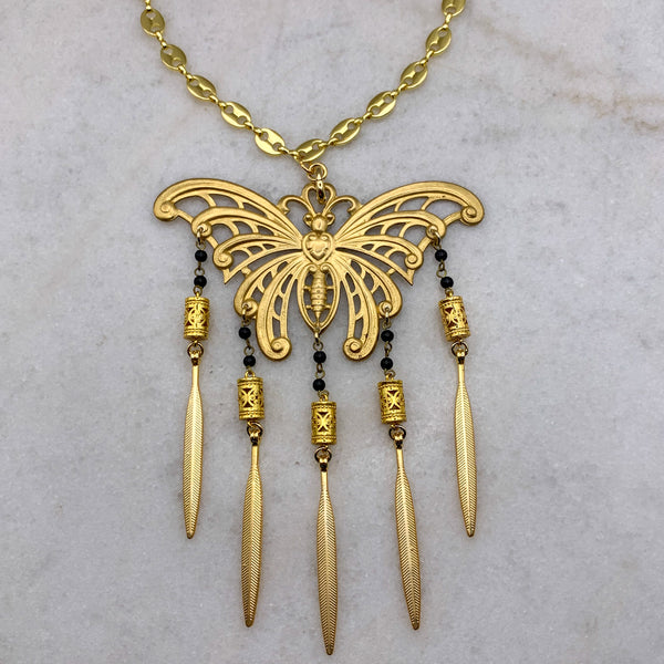 Ornate Butterfly Necklace | Handmade in Australia | Gold-Filled Gucci Chain