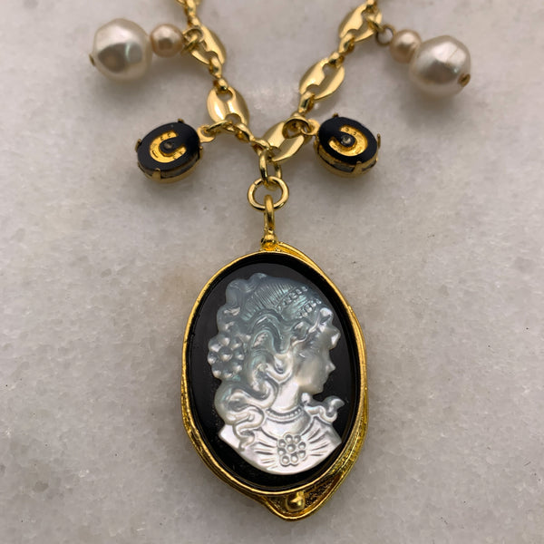 Carved Vintage Cameo | Mother of Pearl | Onyx | Handmade in Australia