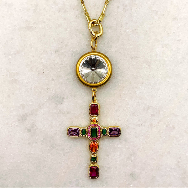 Cross Necklace | Cut Crystal Cross | Handmade in Australia | Gold-Filled