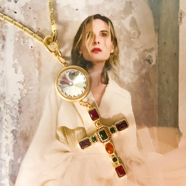 Cross Necklace | Cut Crystal Cross | Handmade in Australia | Gold-Filled