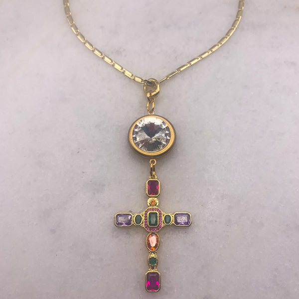 Cross Necklace | Cut Crystal Cross | Handmade in Australia | Gold-Filled