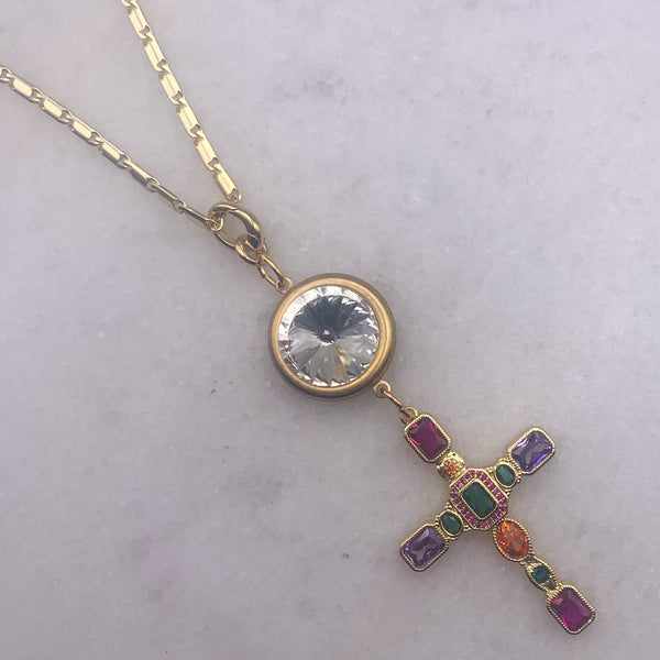 Cross Necklace | Cut Crystal Cross | Handmade in Australia | Gold-Filled