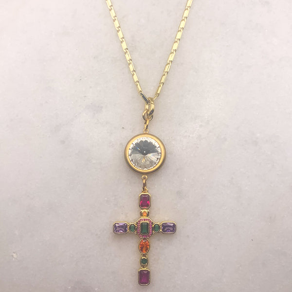 Cross Necklace | Cut Crystal Cross | Handmade in Australia | Gold-Filled