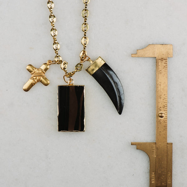 Gucci Chain | Black Ice Obsidian Gemstone | Vintage Style | Handmade