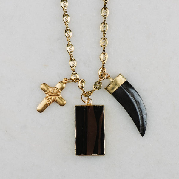 Gucci Chain | Black Ice Obsidian Gemstone | Vintage Style | Handmade