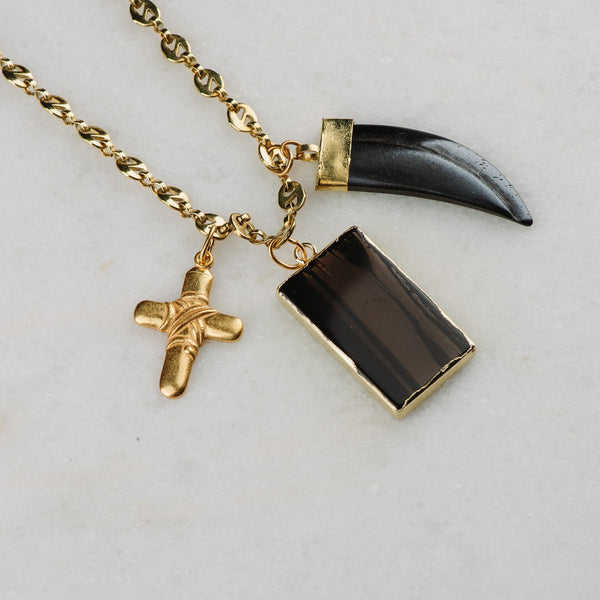 Gucci Chain | Black Ice Obsidian Gemstone | Vintage Style | Handmade