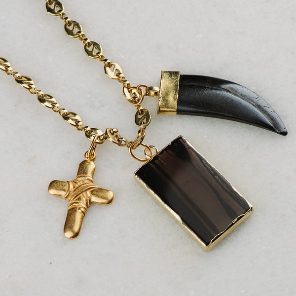 Gucci Chain | Black Ice Obsidian Gemstone | Vintage Style | Handmade