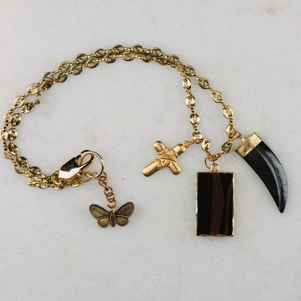 Gucci Chain | Black Ice Obsidian Gemstone | Vintage Style | Handmade