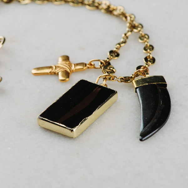 Gucci Chain | Black Ice Obsidian Gemstone | Vintage Style | Handmade