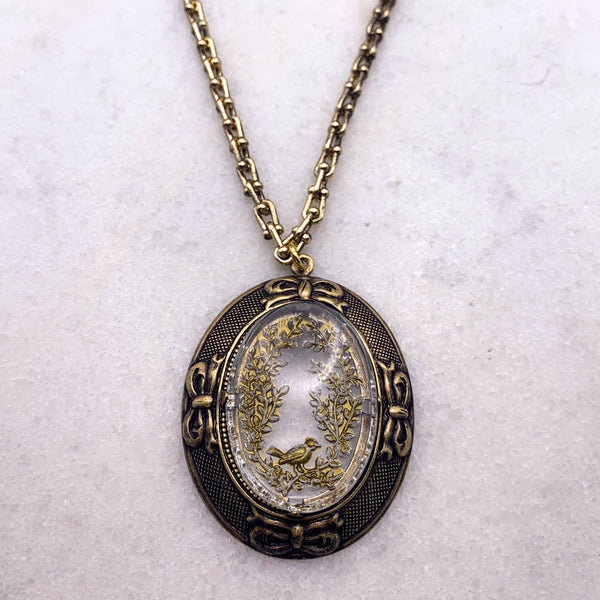 Vintage Etched Bird Cameo | Handmade in Australia | Antique Gold