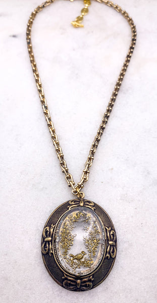 Vintage Etched Bird Cameo | Handmade in Australia | Antique Gold