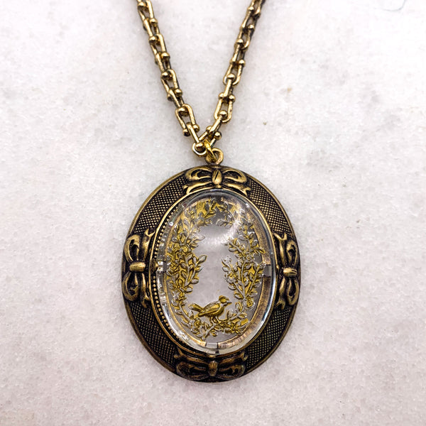 Vintage Etched Bird Cameo | Handmade in Australia | Antique Gold