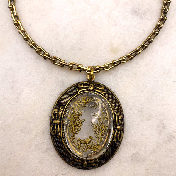 Vintage Etched Bird Cameo | Handmade in Australia | Antique Gold