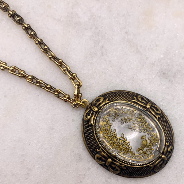 Vintage Etched Bird Cameo | Handmade in Australia | Antique Gold