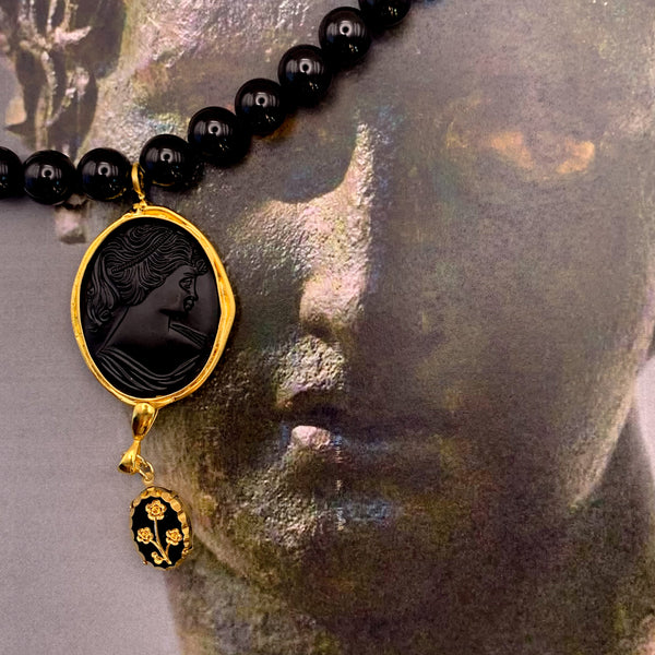 Vintage French Jet Cameo | Handmade in Australia | Vintage Style 