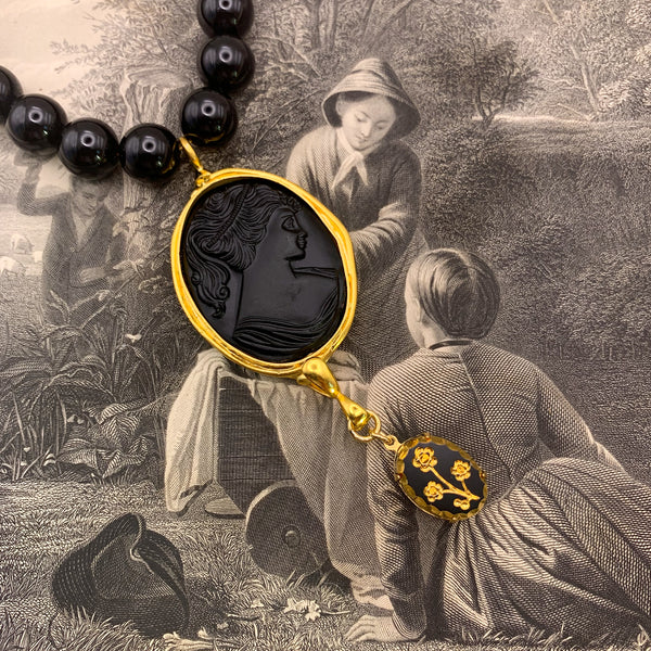 Vintage French Jet Cameo | Handmade in Australia | Vintage Style 