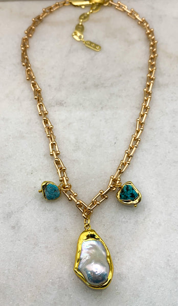 Baroque Pearl Necklace | Turquoise | Handmade in Australia | Venus
