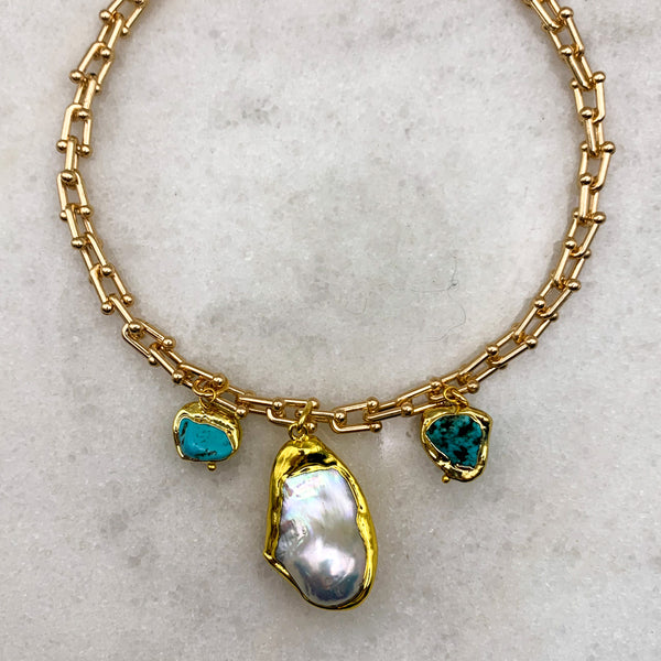 Baroque Pearl Necklace | Turquoise | Handmade in Australia | Venus