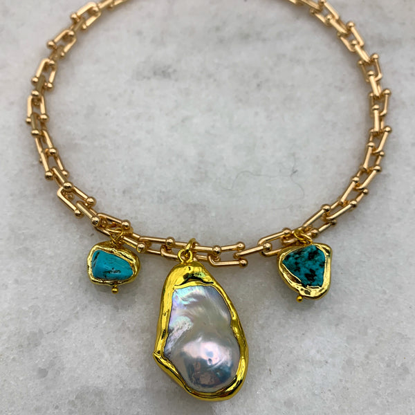 Baroque Pearl Necklace | Turquoise | Handmade in Australia | Venus
