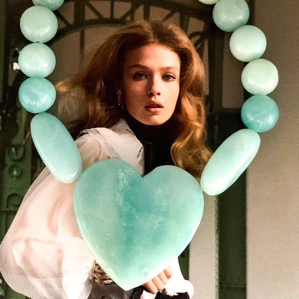 Amazonite Gemstone | Carved Heart | Handmade in Australia | BohoChic