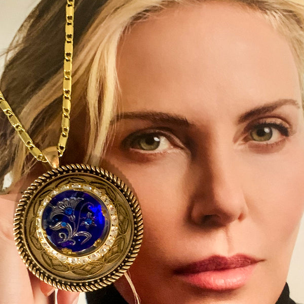 Cobalt Victorian Floral Crystal | Handmade in Australia | Gold Necklace 