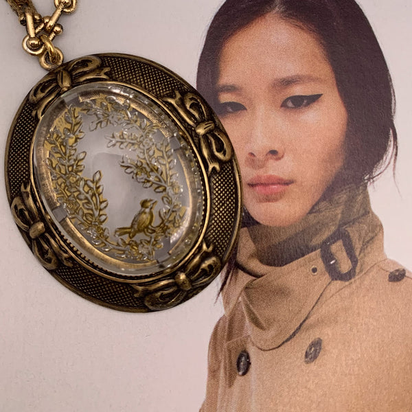 Vintage Etched Bird Cameo | Handmade in Australia | Antique Gold